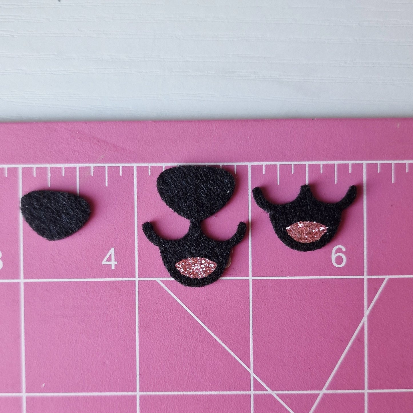 5-Pack Black/pink glitter Felt Nose & Mouth