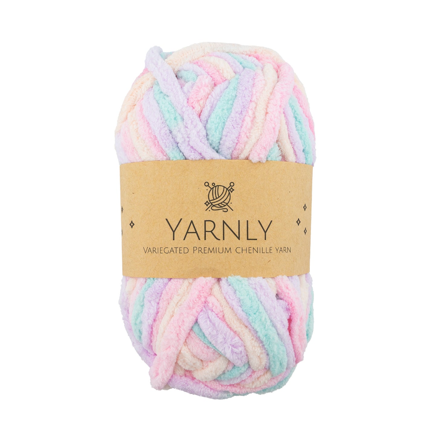 YARNLY - Variegated Chenille Yarn (Pink,Peach, Mint)