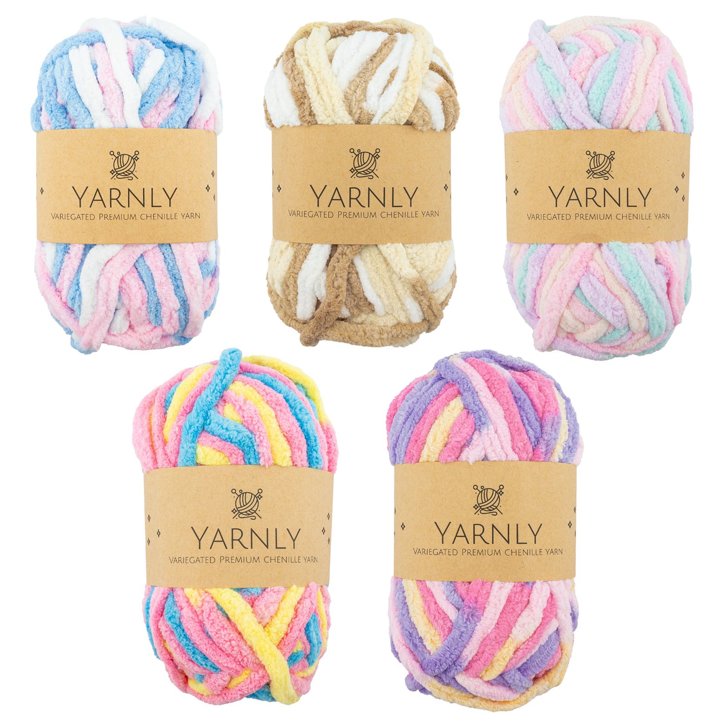 YARNLY - Variegated Chenille Yarn 50g
