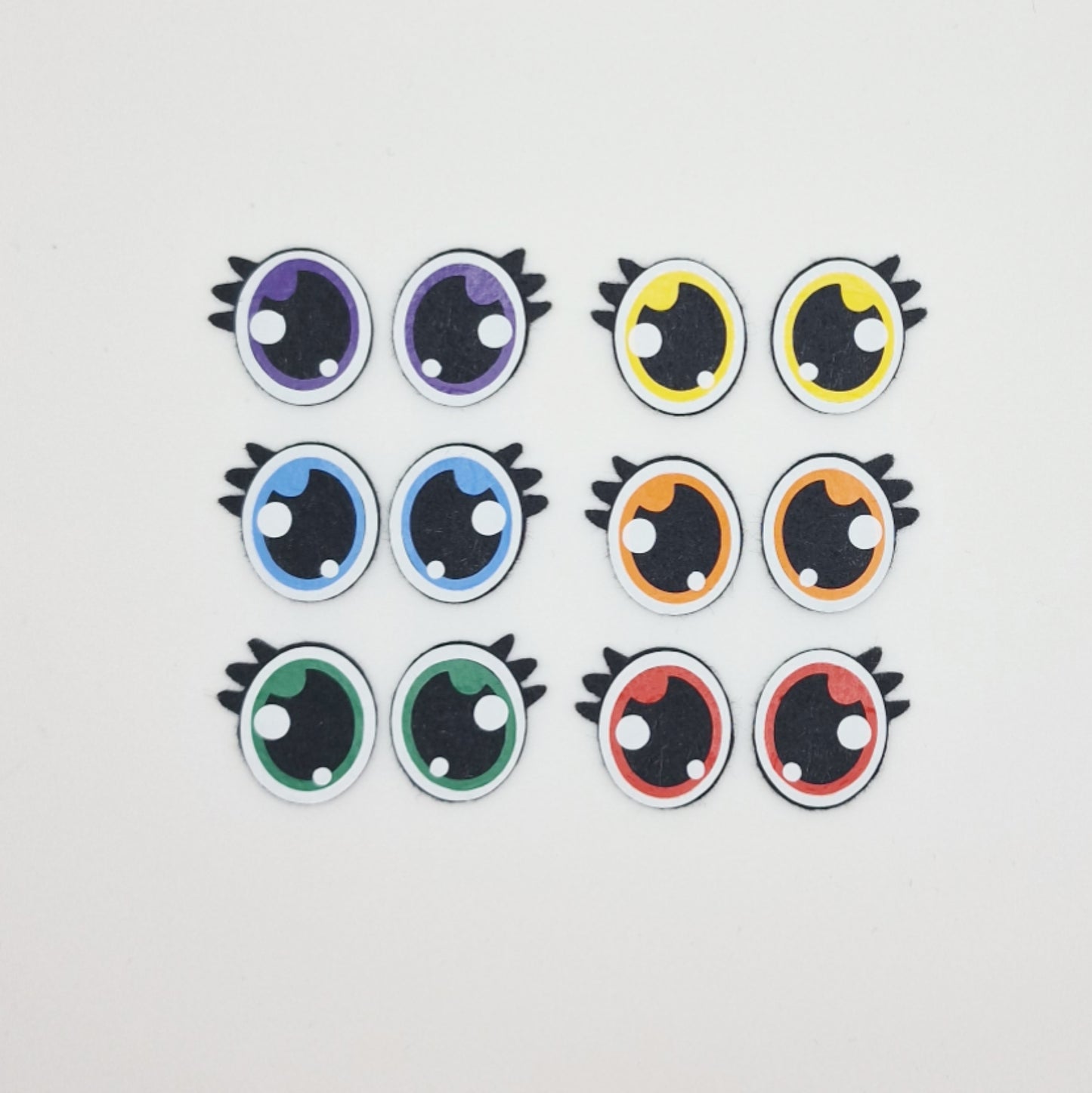 6-pack 1" Rainbow Kawaii Felt Eyes