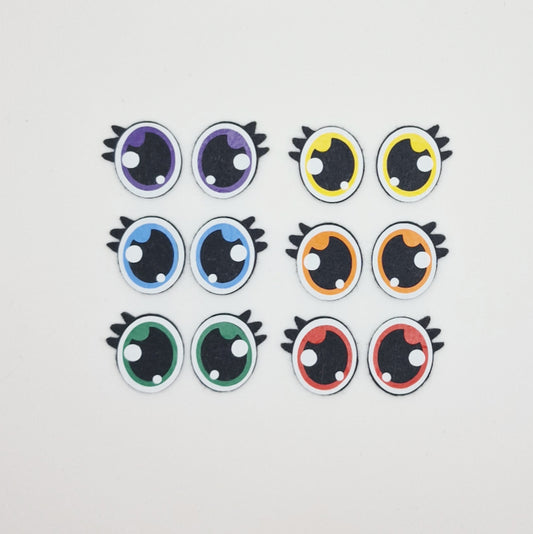 6-pack 1" Rainbow Kawaii Felt Eyes
