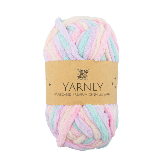 YARNLY - Variegated Chenille Yarn (Pink,Peach, Mint)