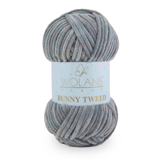 Mid Grey/Orange (14013) - Wolans Yarn Bunny Tweed 100g